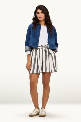Musselin-Shorts - High Waist - gestreift