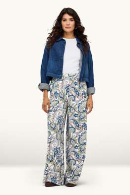 Pantalon en toile - high waist - wide leg - à motif