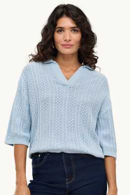 Strickpullover - kurzarm - strukturiert