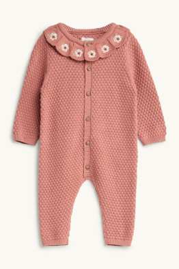 Floral - knitted baby jumpsuit