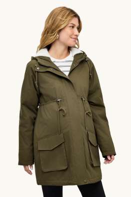 Parka tecnico premaman con cappuccio e inserto porta-bebè