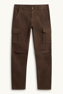 Corduroy cargo trousers - tapered fit - textured