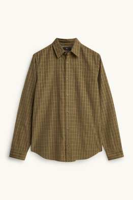 Corduroy shirt - regular fit - kent collar - check