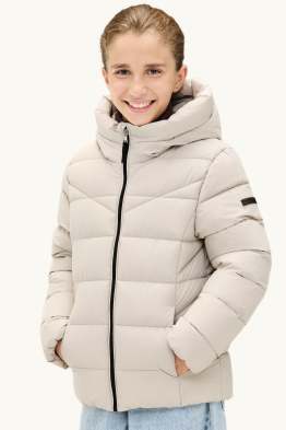 Quilted jacket with hood - water-repellent
