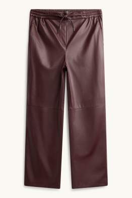 Pantaloni - vita media - straight fit - similpelle