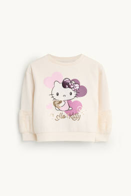 Hello-Kitty - sweatshirt met imitatiebont - glanseffect