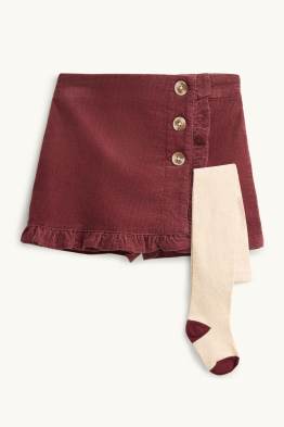 Set - Cord-Skort und Strumpfhose - 2 teilig