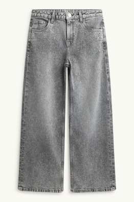 Wide Leg Jeans amb pedres d’estràs
