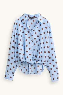Shirt blouse with knot detail - polka dot