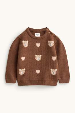 Teddybär und Herzchen - Baby-Pullover