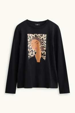 Langarmshirt - Regular Fit - Glanz-Effekt