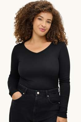 Maglia a maniche lunghe con scollo a V - slim fit