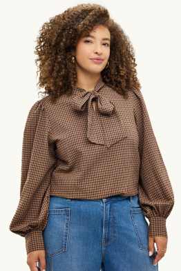 Blouse with knot detail - check
