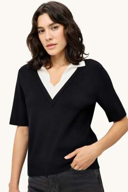 Pull en maille - manches courtes - look 2-en-1