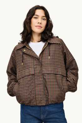 Blouson à capuche - finition déperlante - à carreaux