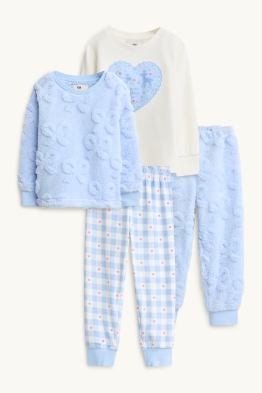 Multipack 2 buc. - inimă și fundă - pijama de iarnă - 4 piese