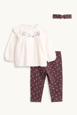 Blümchen - Baby-Outfit - 3 teilig