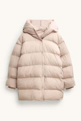 Quilted coat with hood - lined - water-repellent