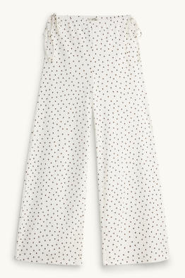 Pantalon en toile - mid waist - palazzo - à pois