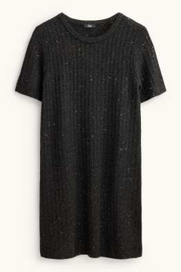 Rochie din tricot - straight fit - reiată - aspect lucios