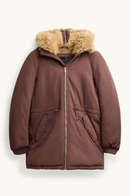 Parka mit Kapuze und Kunstfellbesatz - gefüttert