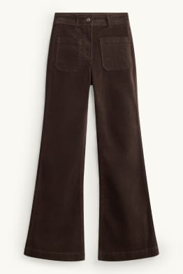 Manšestrové kalhoty - high waist - flared