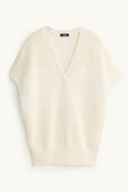 Maglione - a maniche corte - tessuto tramato