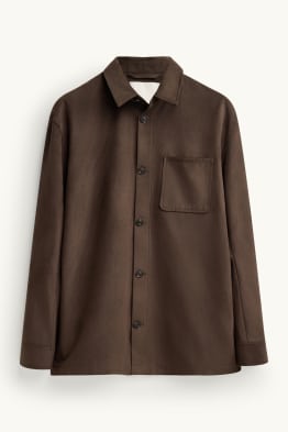 Giacca camicia - relaxed fit - colletto all'italiana - similpelle scamosciata