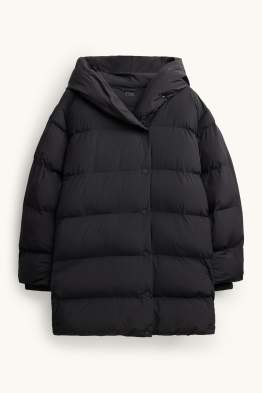 Quilted coat with hood - lined - water-repellent