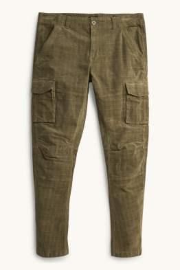 Corduroy cargo trousers - tapered fit - textured