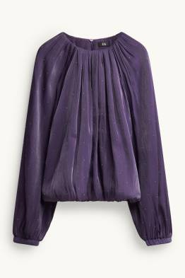 Blouse van chiffon met strass-steentjes