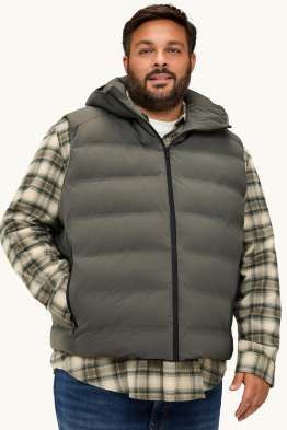 Technical quilted gilet with hood - water-repellent