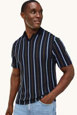Poloshirt - Relaxed Fit - gestreift - strukturiert