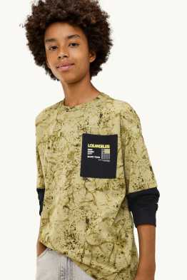 Haut à manches longues - à motif - look 2-en-1
