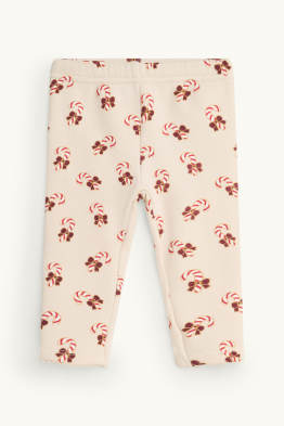 Bastoncino di zucchero - leggings natalizi per neonati - foderati di pelo