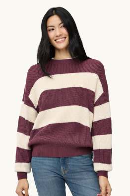 Pullover - gerippt - gestreift