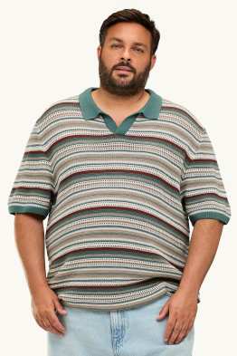 Polo de punt - relaxed fit - de ratlles - texturat