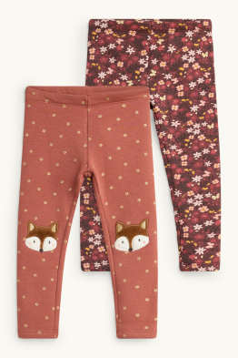 Lot de 2 - renard et fleur - leggings chauds