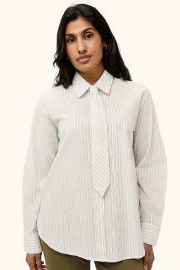 Set - overhemdblouse en stropdas - 2-delig - gestreept