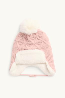 Babymuts met pompon - met structuur