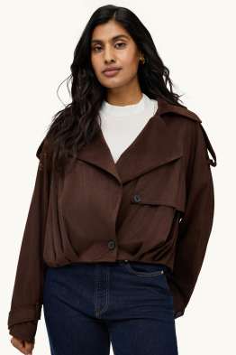 Trenci crop - imitație de piele întoarsă
