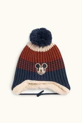 Mickey Mouse - baby thermal pom-pom hat - striped - ribbed