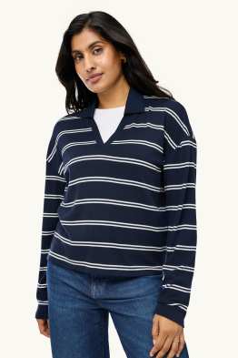 Tricou cu mânecă lungă cu decolteu în V - regular fit - cu dungi