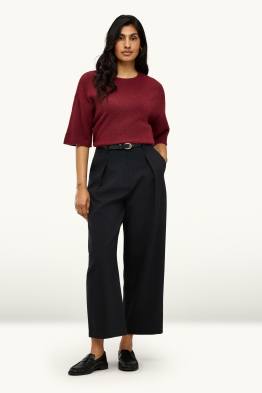 Pantalon met riem - mid waist - wide leg