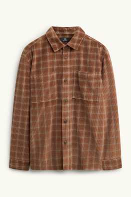 Chemise en velours côtelé - relaxed fit - col kent - à carreaux