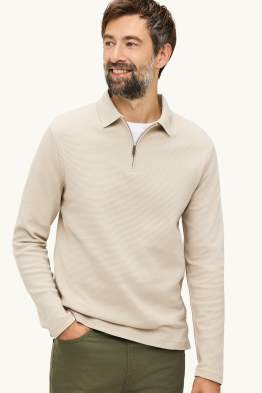 Tricou polo cu mânecă lungă - regular fit - reiat