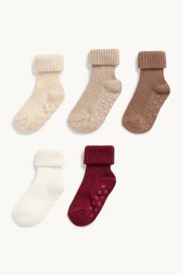 Multipack 5er - Baby-Noppensocken - gerippt