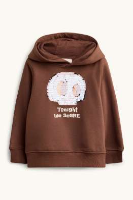 Halloween - tête-de-mort - sweat à capuche - effet brillant