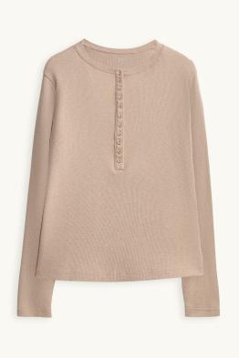 Maglia con collo serafino - slim fit - a coste