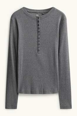 Henley T-shirt - slim fit - ribbed